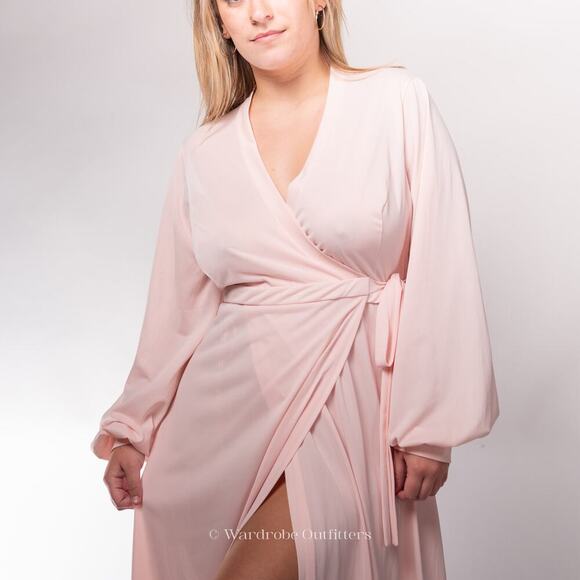 Vintage 1960's OLGA Pink Wrap Up Lingerie Gown Dress - Picture 5 of 10